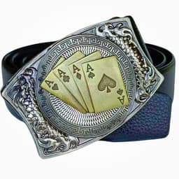 image-Men's Belt Knife - Trendy PU Leather, Alloy Buckle, 130cm