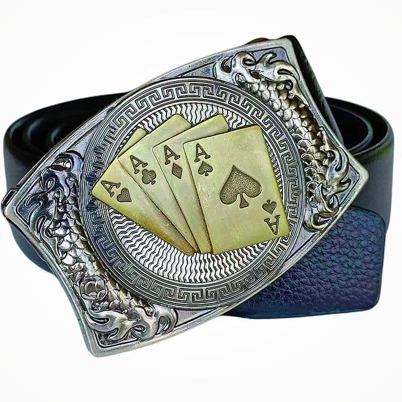 image-Men's Belt Knife - Trendy PU Leather, Alloy Buckle, 130cm
