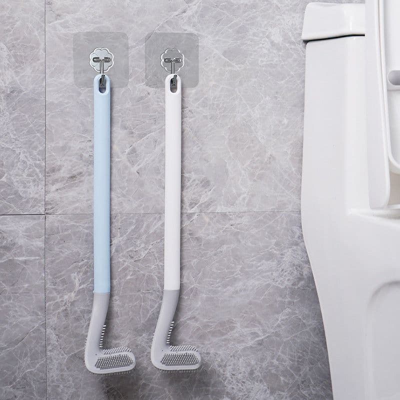 image-Qingqiu Green Toilet Brush Set Wall Hanging Long Handle No Dead Corner Cleaning