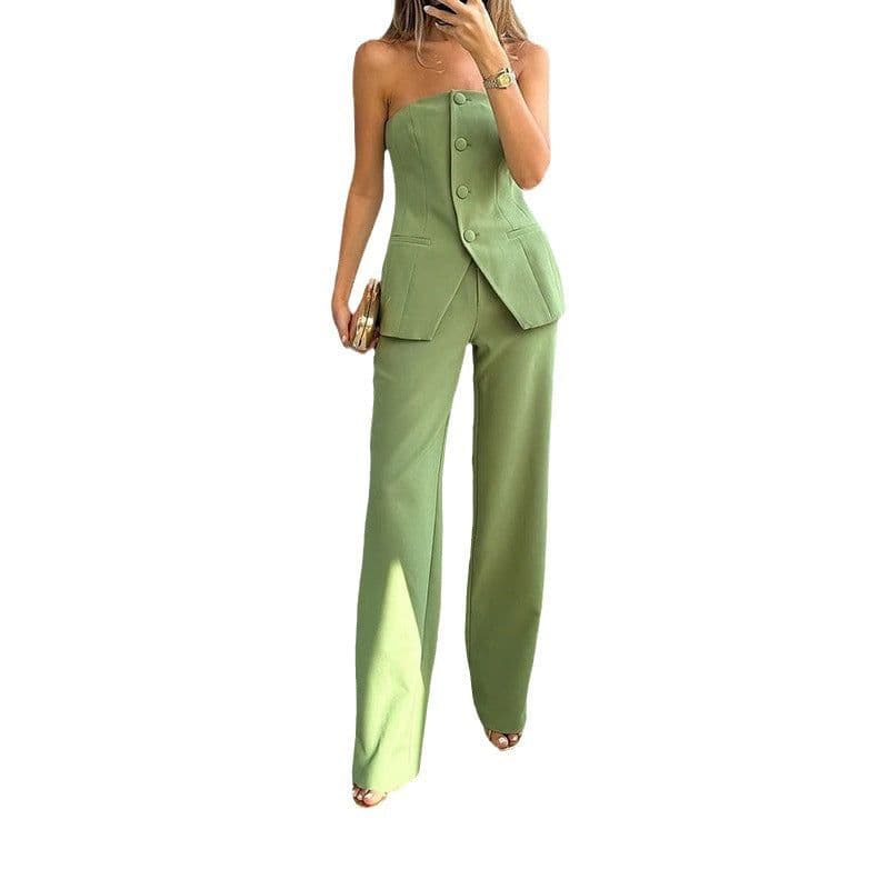 image-2023 Grey Sleeveless Women's Suit Two-Piece Set XL Elegant