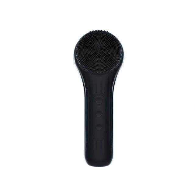 image-Silicone Facial Cleanser Brush - Black Ultrasonic Massage