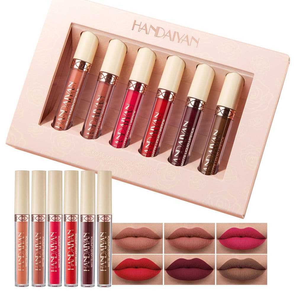 image-HANDAIYAN Matte Liquid Lipstick Set - 6 Colors Rose