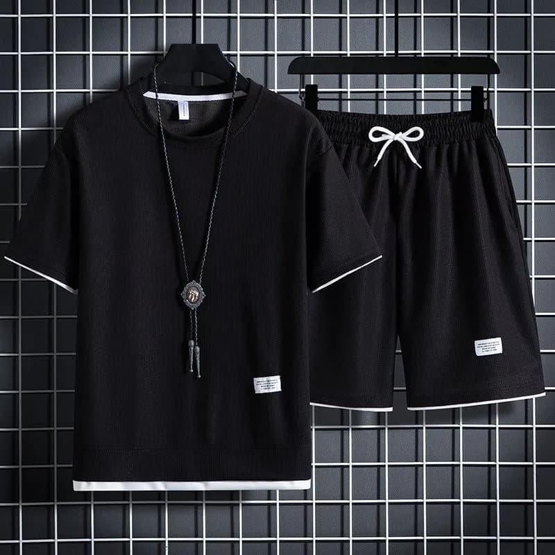 image-Main push 2023 new waffle suit short-sleeved Korean version men's youth trendy short-sleeved suit