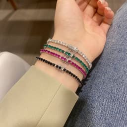 image-Sterling Silver 925 S925 Tennis Chain Bracelet - Geometry Zircon Fashion Jewelry for Women