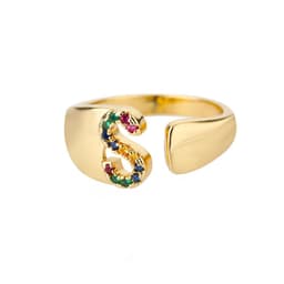 image-Retro Zirconia 26 Letter Adjustable Ring - Personalized Fashion Design