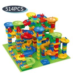 image-Manufacturer's supply Cross-border 504PC variable rail slide ball building blocks DIY large particle ball slide building block table