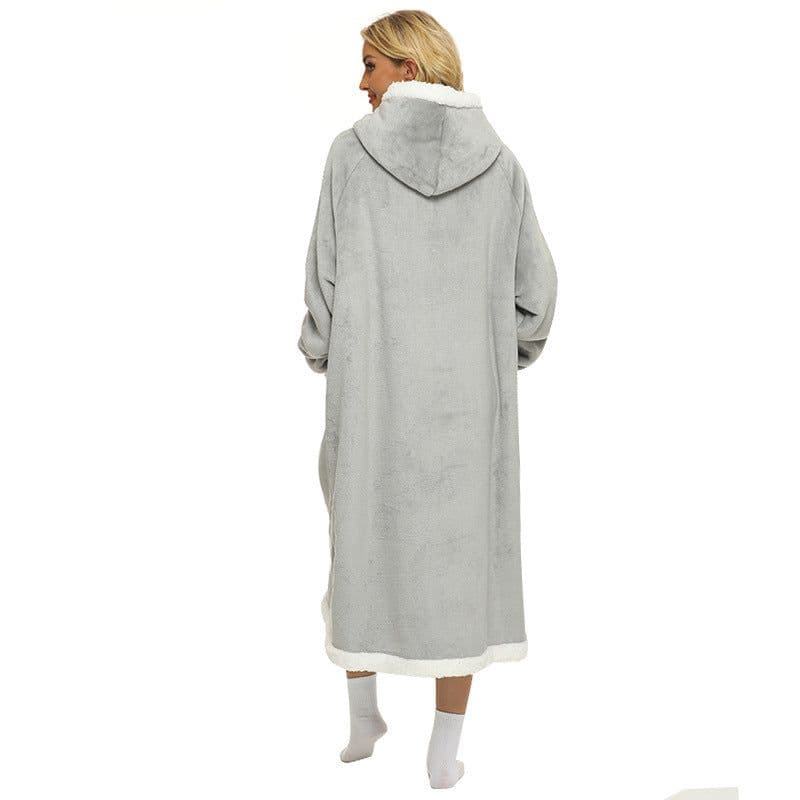 image-Winter blanket extra long vertical pocket fleece lazy blanket flannel lambswool TV TV blanket bathrobe