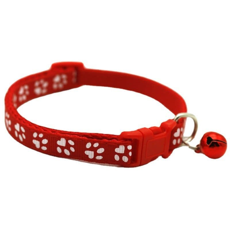 image-Pet Chacha Paw Print Bell Collar, Mixed Color, PP Material, Universal Fit