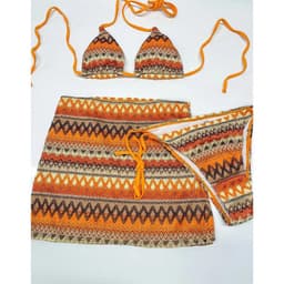 image-new swimsuit women's three-piece suit strappy skirt sexy printed bikini factory spot BIKINI
