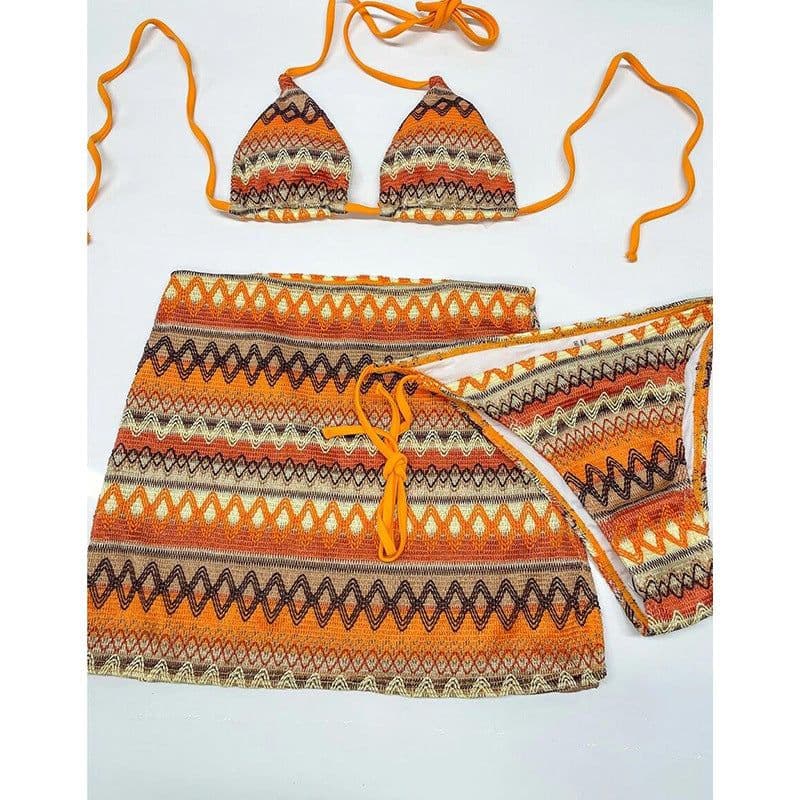 image-new swimsuit women's three-piece suit strappy skirt sexy printed bikini factory spot BIKINI