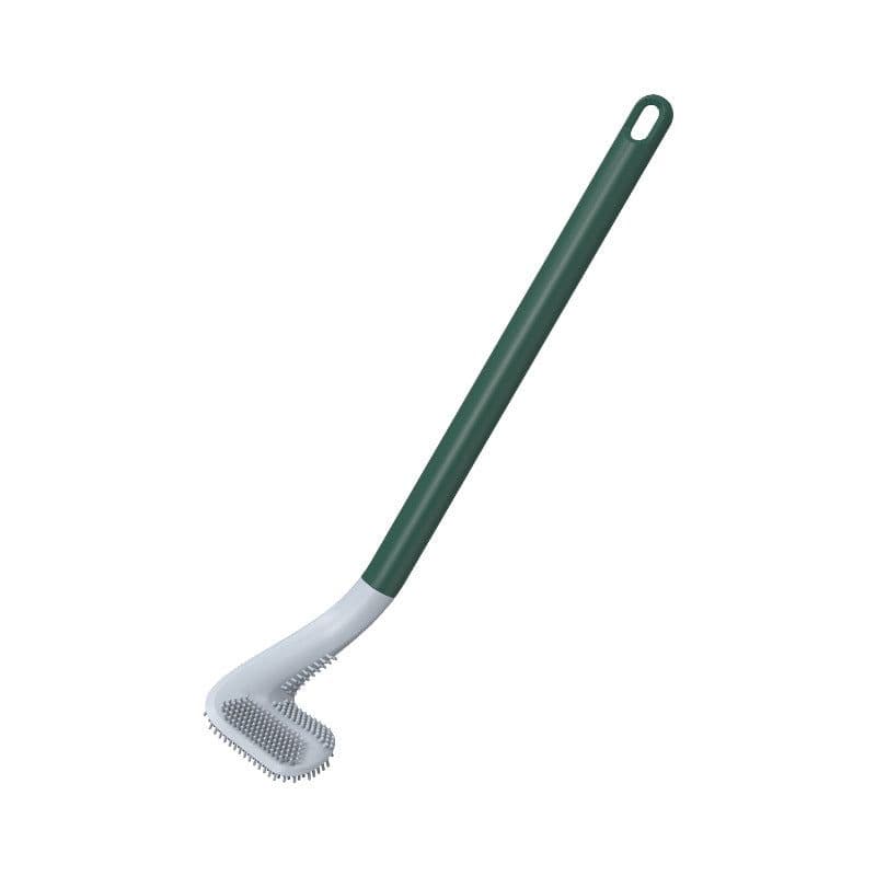 image-Qingqiu Green Toilet Brush Set Wall Hanging Long Handle No Dead Corner Cleaning
