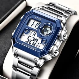 image-Lige LG8921 Electronic Watch - 40mm Silver 30M Water-Resistant