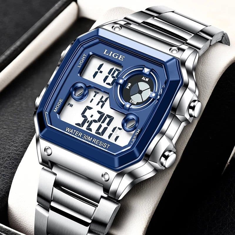 image-Lige LG8921 Electronic Watch - 40mm Silver 30M Water-Resistant
