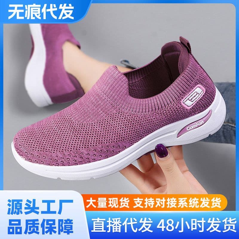 image-Jin Shiyuan Women's Casual Shoes - Purple Mesh Low Heel