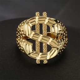 image-Men's Dollar Symbol Ring Gold Alloy - Fall 2022 Trend