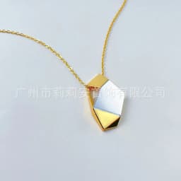 image-18K Gold Plated Meteorite Pendant - Hollow Color Block Design - Personalized Necklace P223327