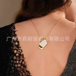 image-18K Gold Plated Meteorite Pendant - Hollow Color Block Design - Personalized Necklace P223327