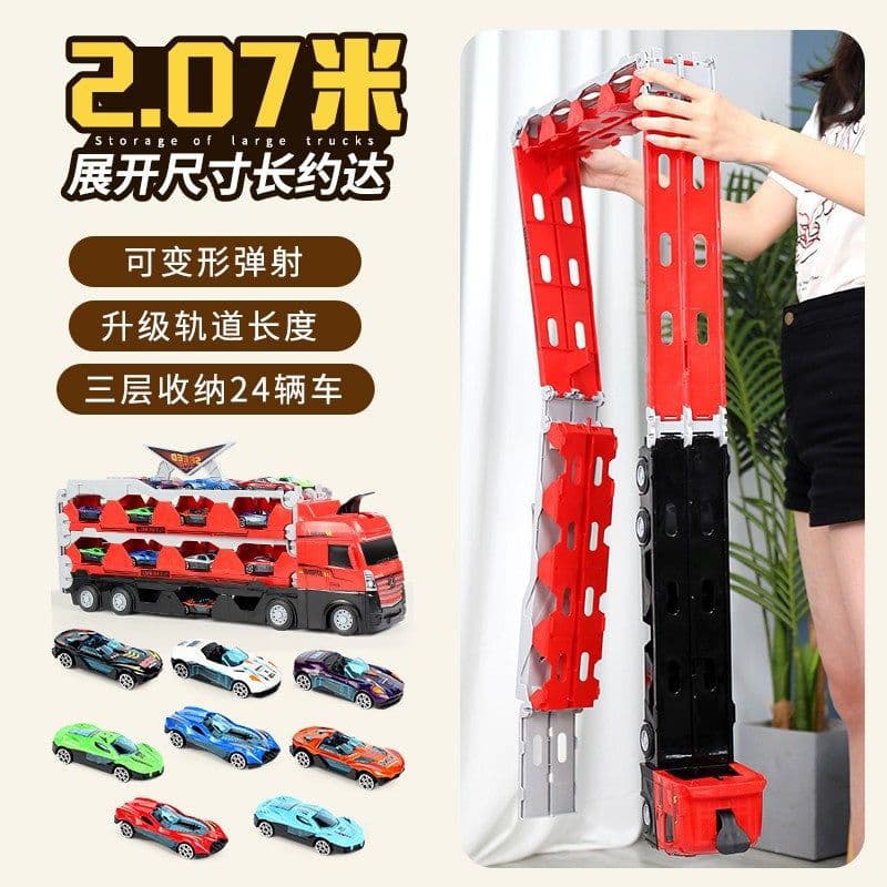 image-Educational Alloy Deformation Catapult Truck with Track Storage