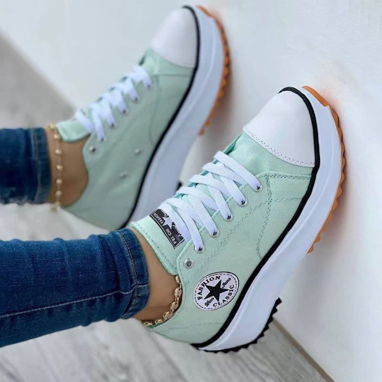 image-Canvas Shoes Women's Platform Low-Cut Pink Size 44