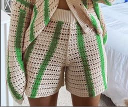 image-Women's Brown Striped Cardigan Set - Long Sleeve