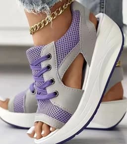 image-Amazon Summer Shake Bottom Women's Sandals Muffin Thick Bottom Lace Up Sandals Beach Shoes Size 43