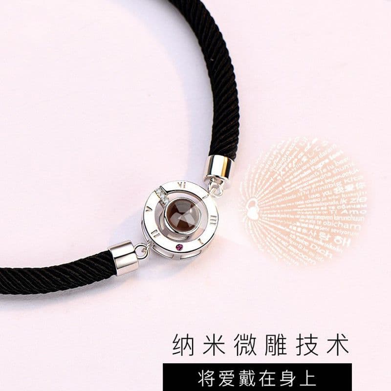 image-Couple Bracelets 100 Languages I Love You - Black Red
