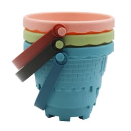 image-Beach Toy Bucket 6-Piece Set Blue Sand Castles - Water Fun Digging
