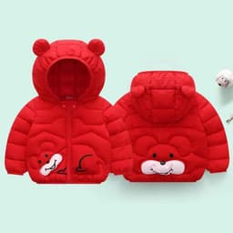 image-Desfan Kids Cartoon Hooded Coat, Thickened, 3-8 Years, Autumn Winter, Unisex