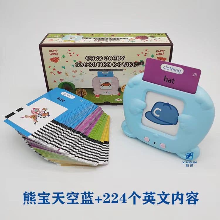 image-CHSS Early Education Pink Bear Card Machine - 112 Cards Music/Voice Toys