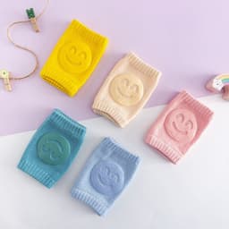 image-New terry children's knee pads elbow pads summer baby baby crawling toddler knee pads non-slip dispensing smiley face knee pads