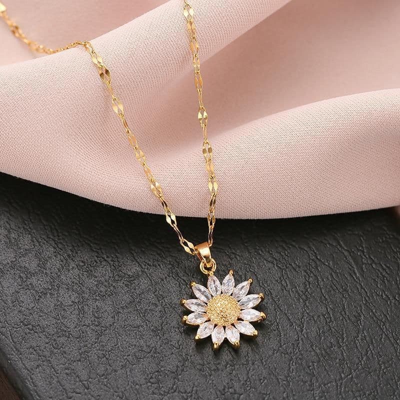 image-Kanai Daisy Pendant Necklace - Titanium Steel Gold