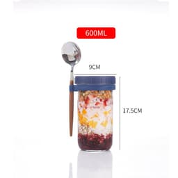 image-Oatmeal Cup Overnight Oatmeal Cup Breakfast Cup with Spoon Lid Mason Cup Glass Salad Jar Yogurt Cup