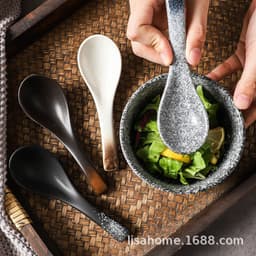 image-Creative Ceramic Spoon - Sesame Gold Flower