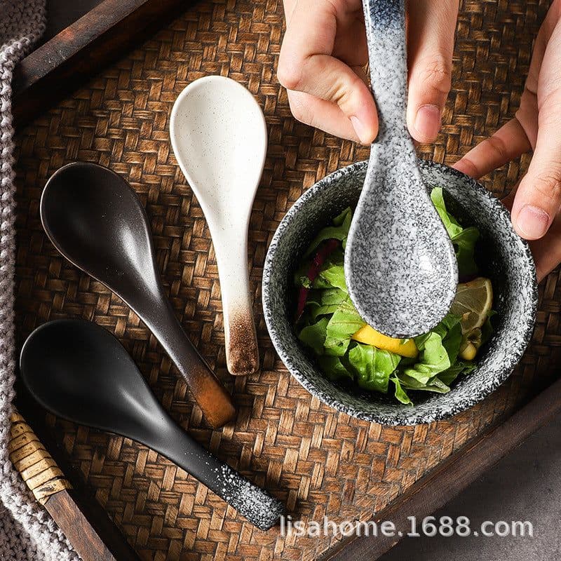 image-Creative Ceramic Spoon - Sesame Gold Flower