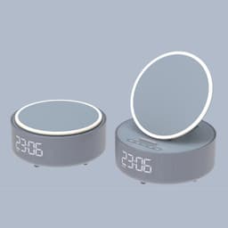 image-Multifunctional Wireless Cosmetic Mirror with Bluetooth Speaker & Alarm Clock