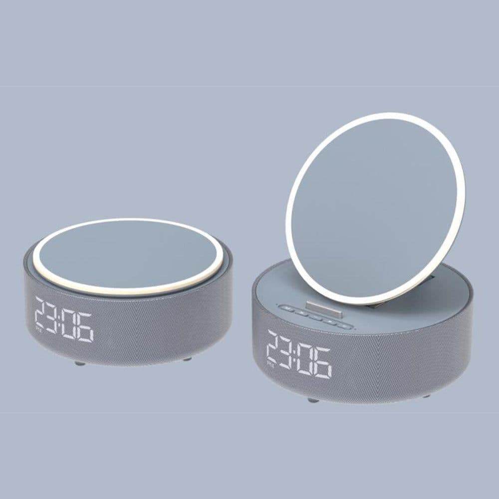 image-Multifunctional Wireless Cosmetic Mirror with Bluetooth Speaker & Alarm Clock