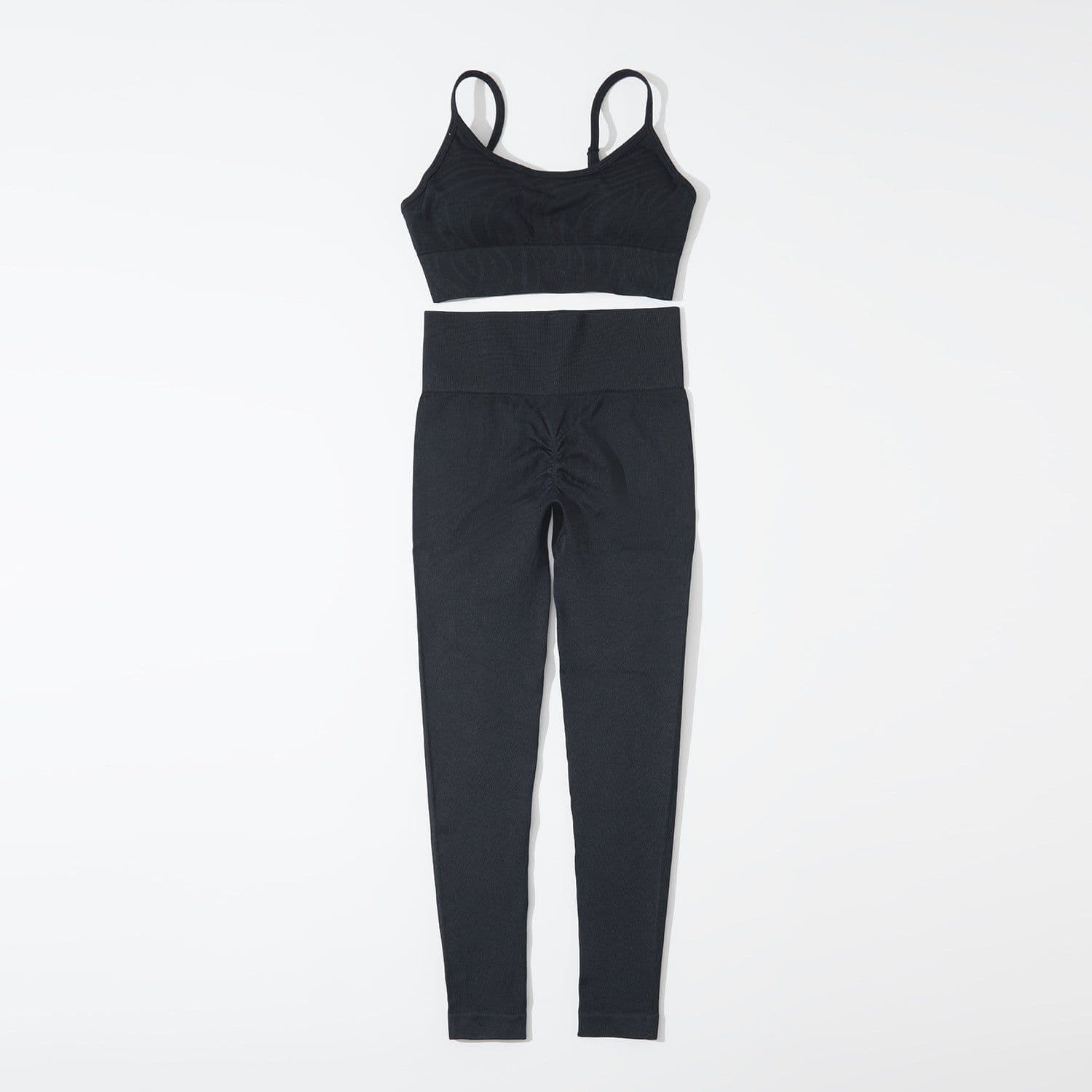 image-Chanel Yoga Set - Black Seamless Bra & Leggings L