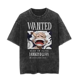 image-Washed Black Cartoon T-shirt, XXXL, Breathable Cotton