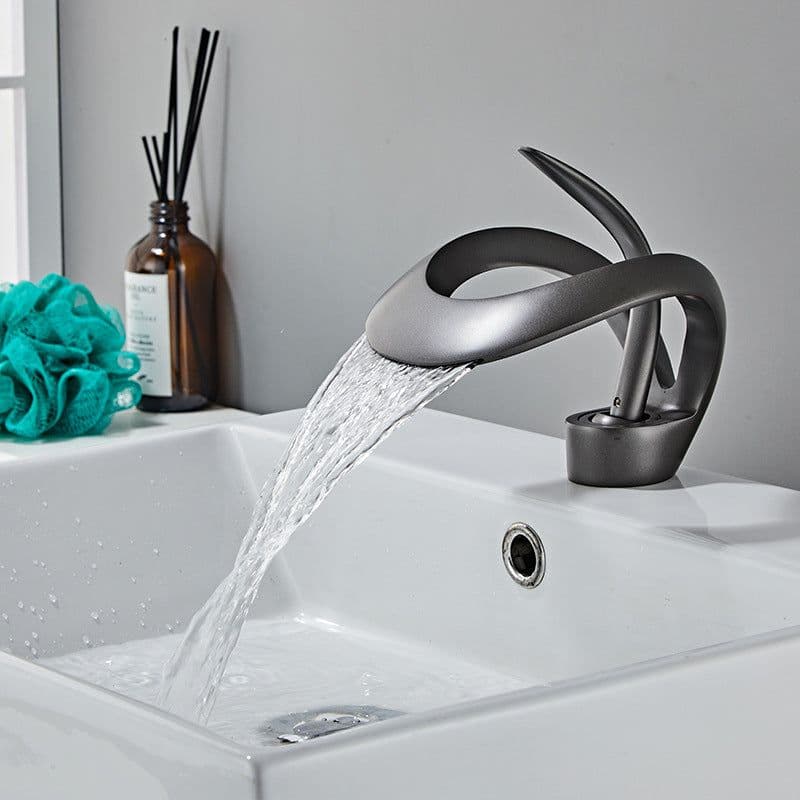 image-Ashani Copper Waterfall Basin Faucet - Hot/Cold Luxury