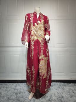 image-AB056 2023 European dress Muslim dress summer abaya fashion sequins Middle East foreign trade women's clothing