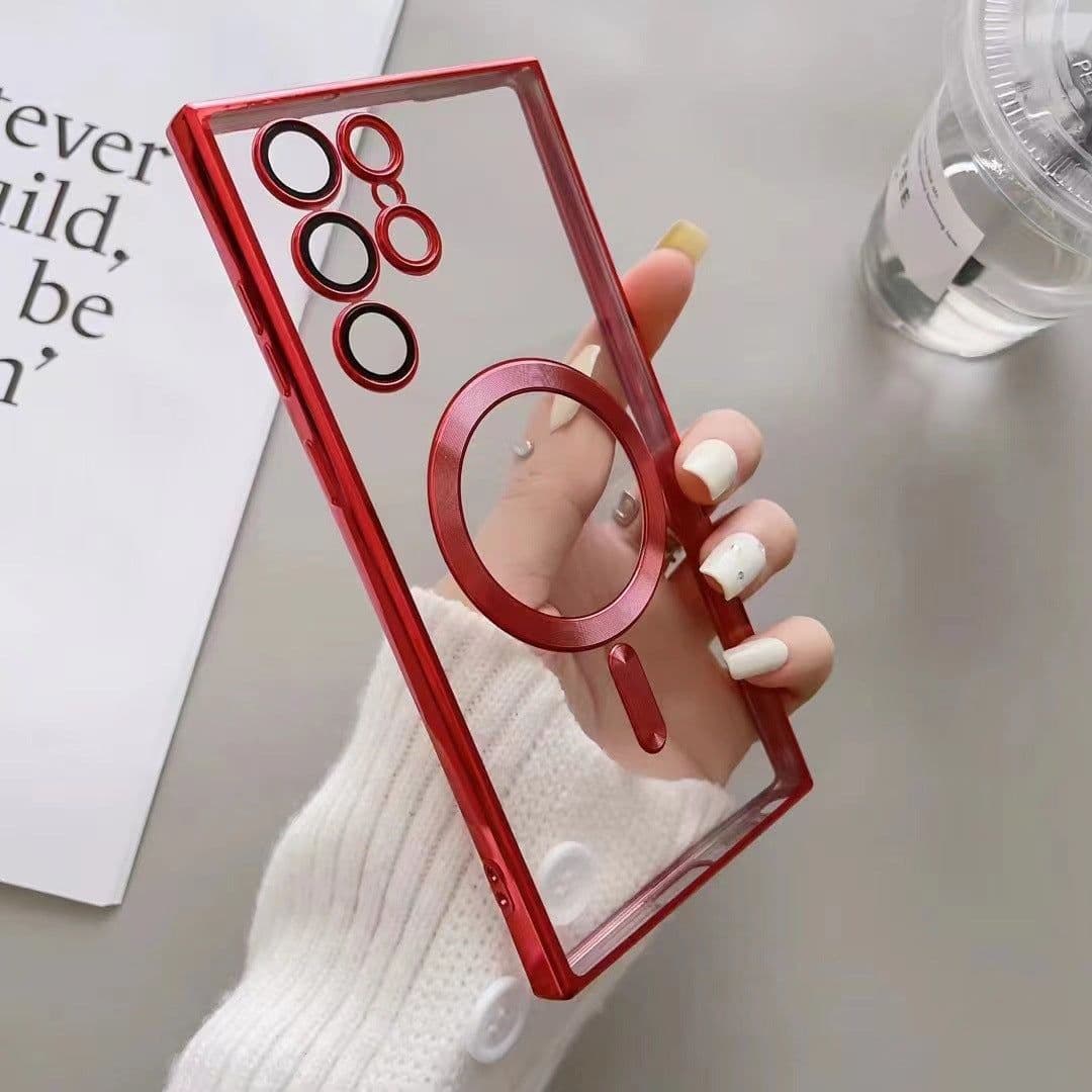 image-Samsung S24Ultra Magnetic Phone Case - Crimson Red TPU Dustproof