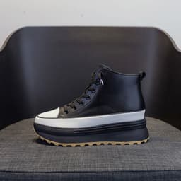 image-BRYX High-Top Leather Shoes - Brown Velvet, Platform, Heeled, 40, Versatile Women's