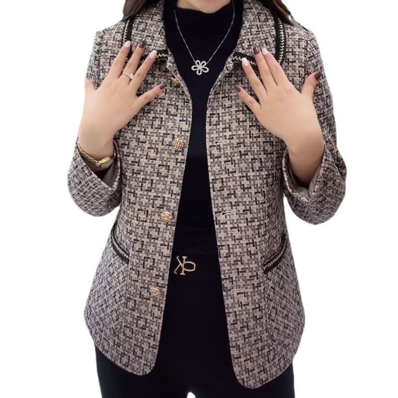 image-Autumn clothes, small fragrance, loose coat, women's new western style, age-reducing, belly-covering top, middle-aged mother's woolen coat