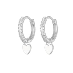 image-S925 Heart-Shaped Earrings - Platinum-White Oil Drop
