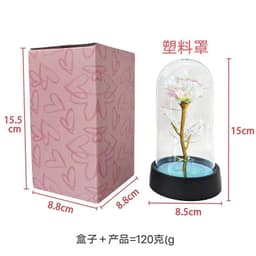 image-Gold Foil Rose in Glass Dome - Preserved Flower Decor