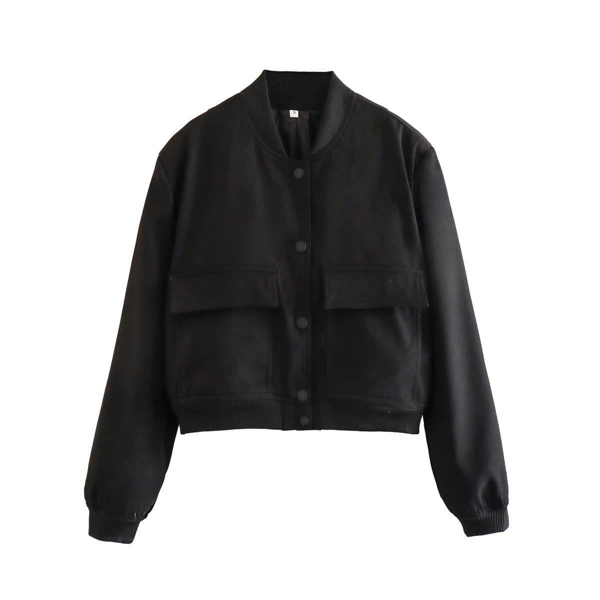 image-Women's Peacock Blue Jacket - Stand Collar Short Coat