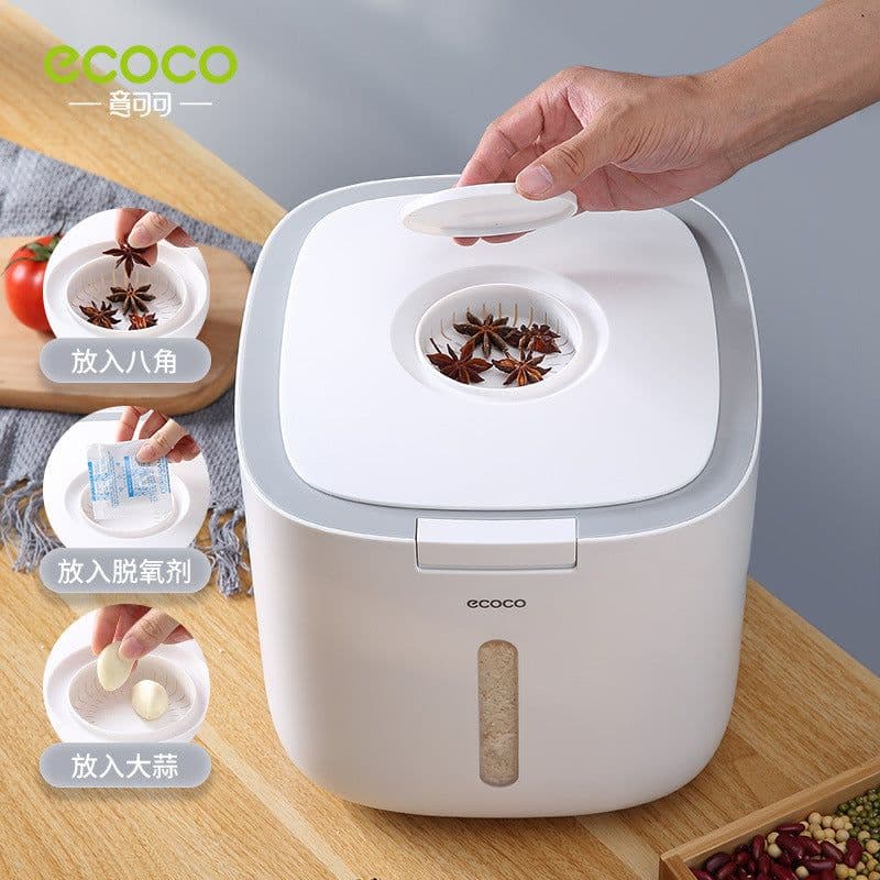 image-Ecoco rice bucket insect-proof moisture-proof sealed thickened rice cylinder box noodle bucket rice flour household storage rice box