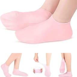 image-Qiao Le Pink Moisturizing Foot Covers - Beach Socks, Soft Callus Care