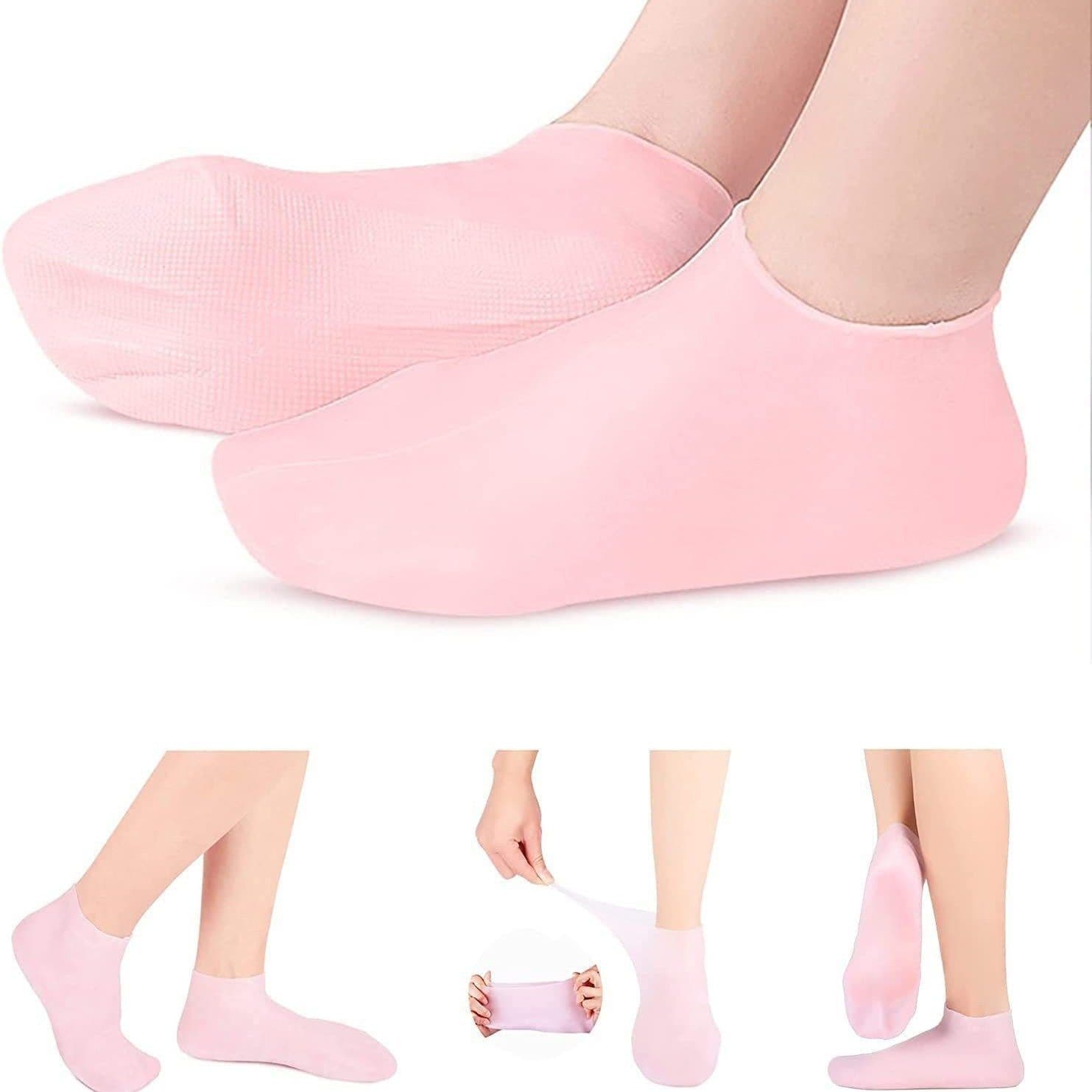 image-Qiao Le Pink Moisturizing Foot Covers - Beach Socks, Soft Callus Care