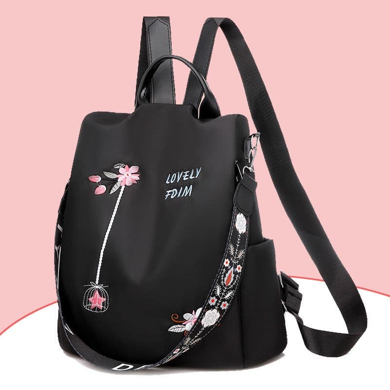image-Ethnic style 3D embroidered backpack women's